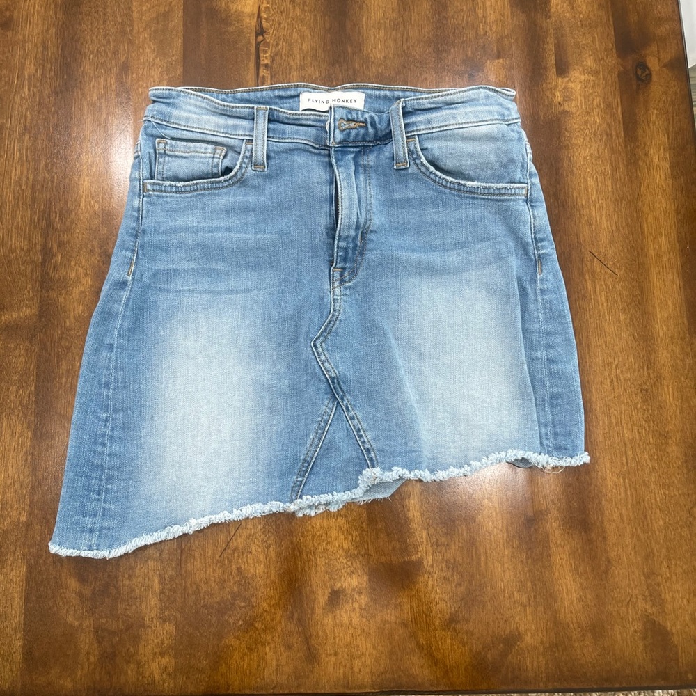 Flying Monkey asymmetrical jean skirt